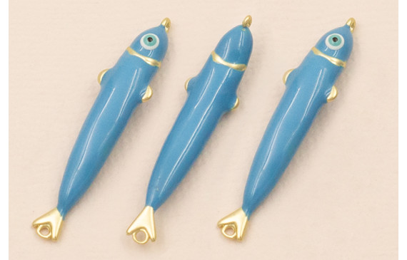 Entrepieza Pez esmaltado 32*5mm Azul