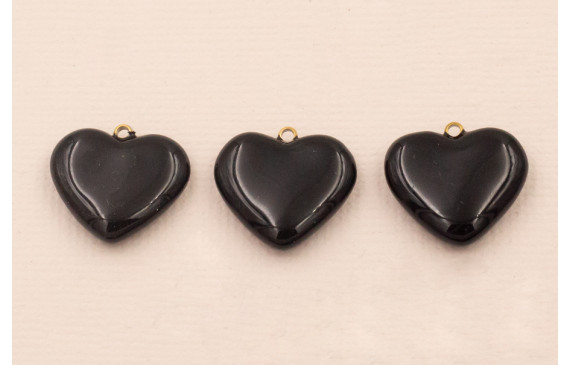 Colgante Acero 316L Corazón esmalte 15*13mm Negro