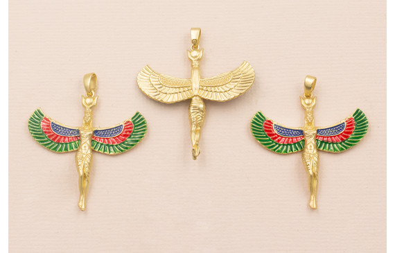 Colgante Egipcio Esmalte Tricolor 35*33mm