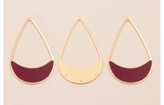 Colgante lágrima 58*37mm Oro Mate color Granate