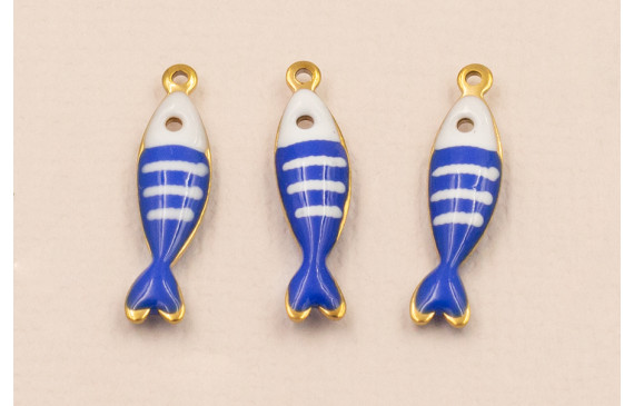 Colgante Pez Stainless Steel 18*5mm Azul y Blanco