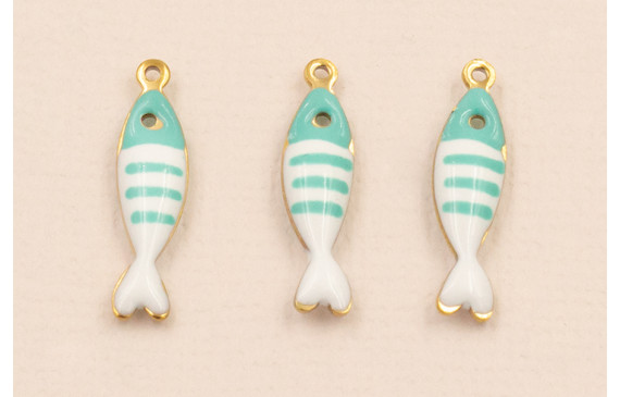 Colgante Pez Stainless Steel 18*5 Turquesa Blanco