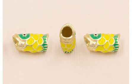 Entrepieza Pez 15*8 Amarillo y verde Agujero 4mm