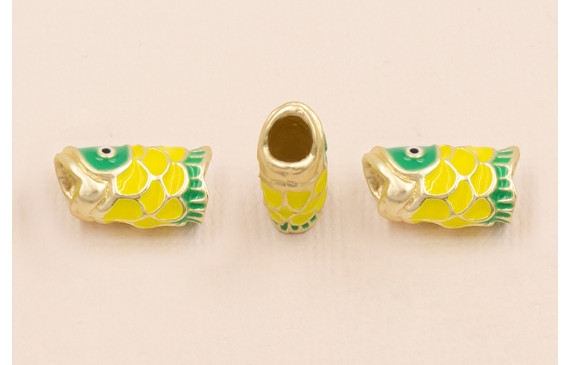 Entrepieza Pez 15*8 Amarillo y verde Agujero 4mm