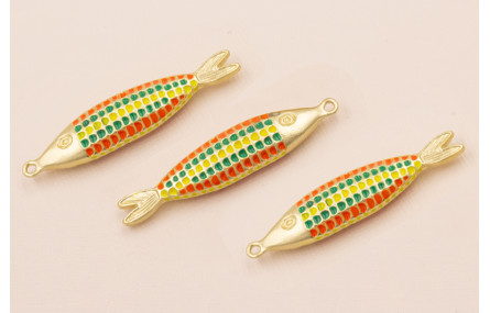 Colgante Pez multicolor 50*10mm Oro Mate