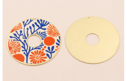 Disco 60mm  Oro Mate  Corales Rojos y Azules