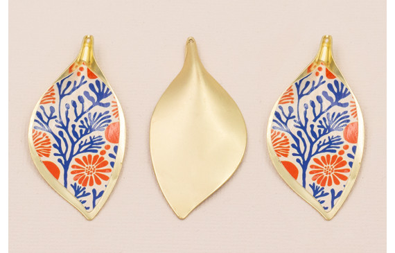 Cogante Hoja 56*26 O. Mate  Corales Rojos y Azules