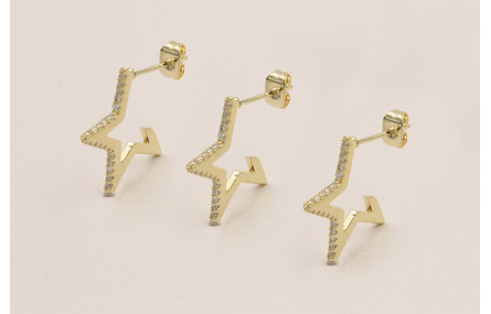 Pendiente estrella Dorada con Brillos 20mm