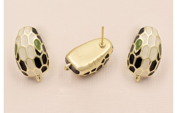 Pendiente Cabeza serpiente 30*12*7 Negro y Blanco