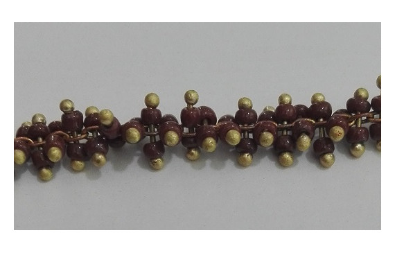 Cadena engarzada 4 lineas abalorio grana