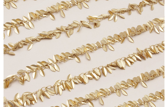 Cadena hojas de 7mm Oro Mate