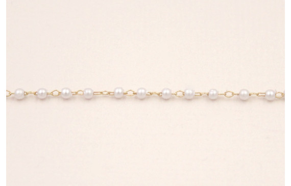Cadena 1mm Dorado Mate con Microperla de 2mm
