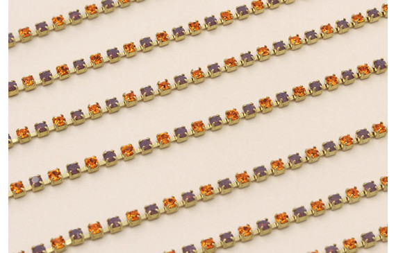Cadena strass PP14 Cristal Naranja y Amatista