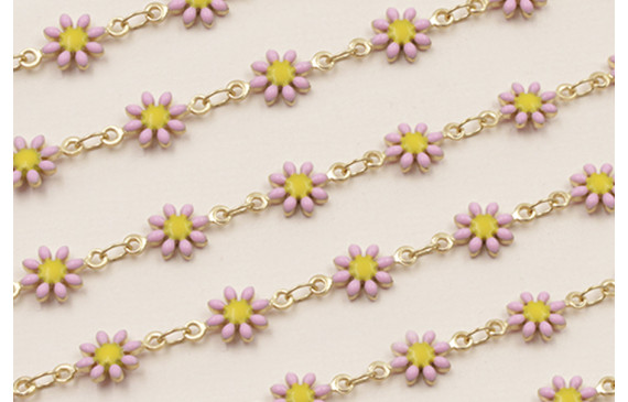 Cadena Marganitas 6mm diametro Lila + Amarillo