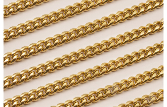 Stain Steel: Cadena eslabón facetado de 6mm Oro