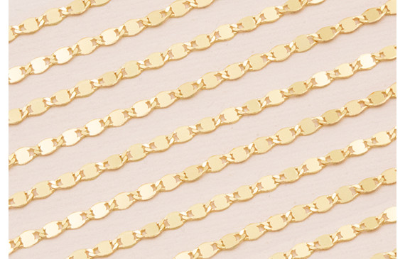 Cadena lámidas ovaladas 3mm ancho Baño Oro