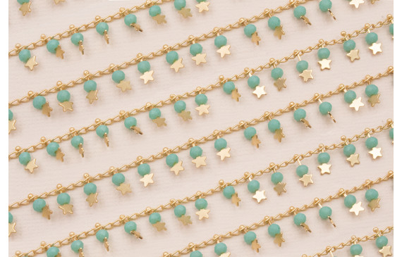 Cadena colgante bola de 3mm Turquesa y estrella 