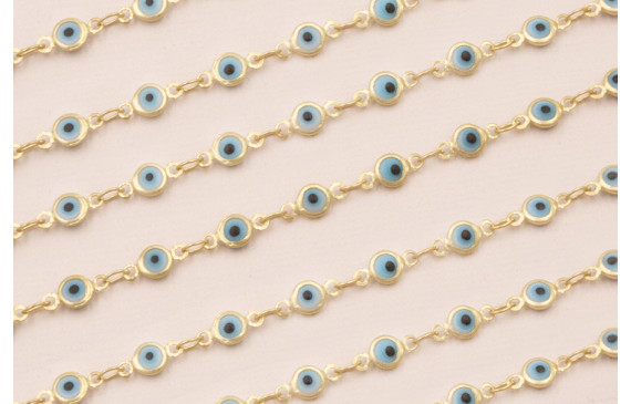 Cadena Ojos Turcos de 5mm Oro Mate