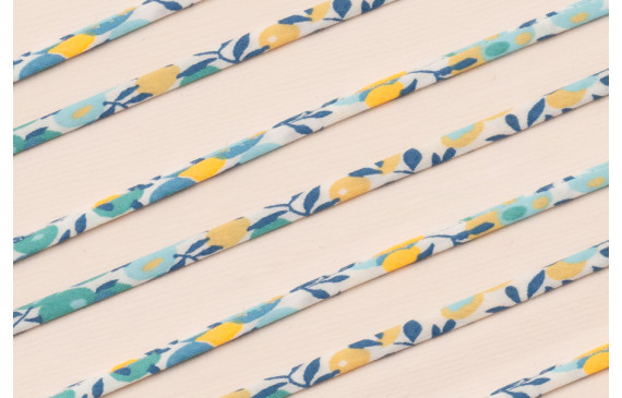 Lazo 4mm Liberty Flores Azul, Turquesa y Fluor