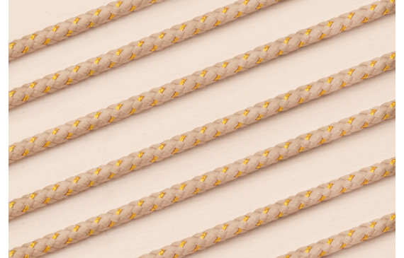 Cordón de 3mm con Hilo Dorado Color Beige