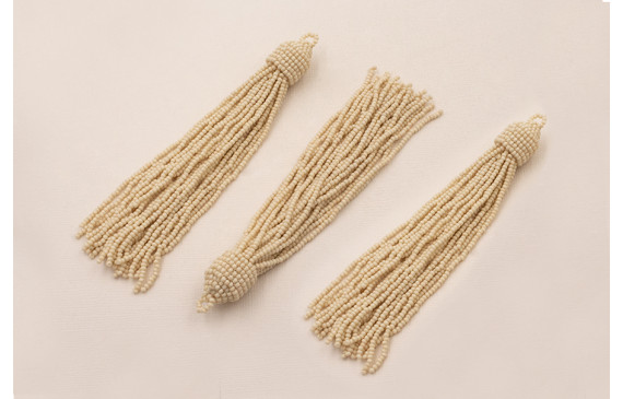 Fleco de Abalorio de 120mm Crema