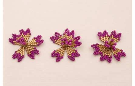 Flor Abalorio de 30mm diametro Purpura y Cobre