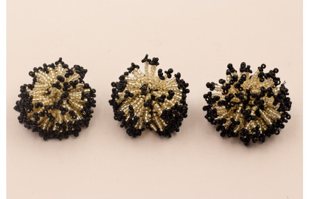 Bola Abalorio de 40mm color crudo y  Negro