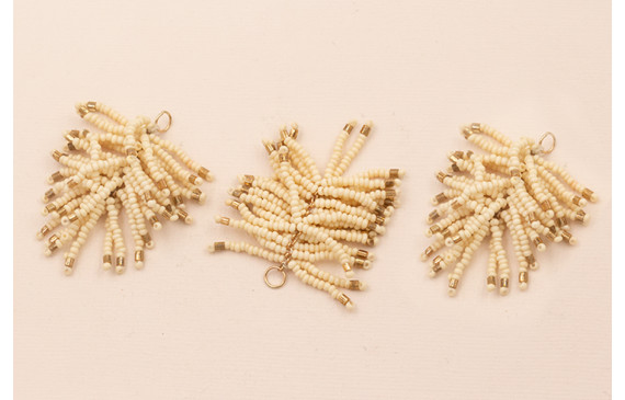 Pompon Abalorio 40mm Crema y Cobre