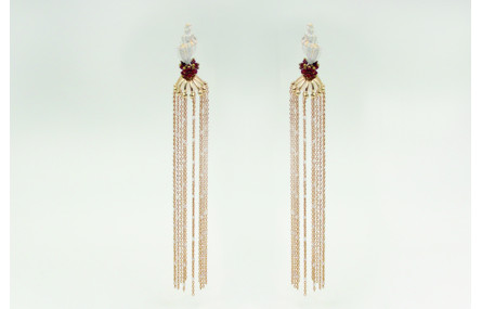 Pendientes perno caracola 24x10mm con cadena oro m