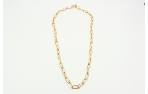 Collae sencillo de cadena eslabón ovalado estriado