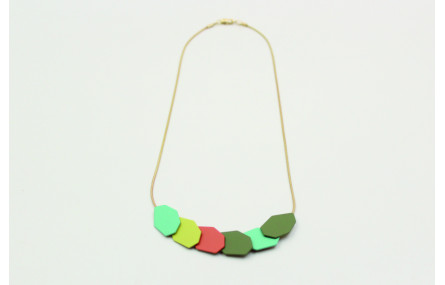 Collar de cadena cordón oro mate y esmaltes mates 