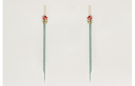 Pendientes listón nacar con colgante cadena de mui