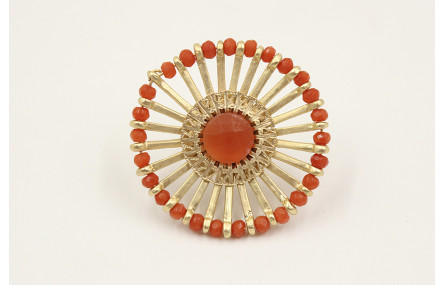 Anillo roseton con facetadas naranjas y listones e