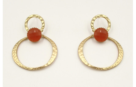 Pendientes herradura oro mate con brillo opal nara