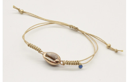 Pulsera nudo serpiente oro palido con caracola bor