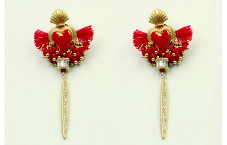 Pendientes sagrado corazón agujeros con burruño fa