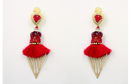 Pendientes perno sagrado corazón con corazón miyuk