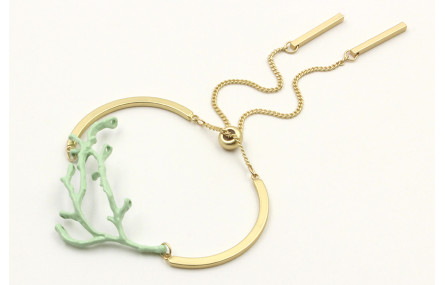 Pulsera semirrigida oro mate con rama de coral tur