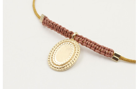 Pulsera hilo macrame marrón claro con nudo macrame
