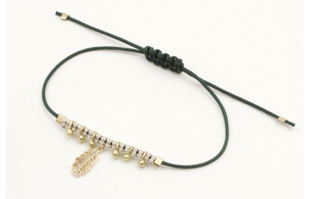 Pulsera hilo macarme verde con nudo macrame platea