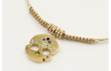 Pulsera hilo macarme oro palido con nudo macrame d