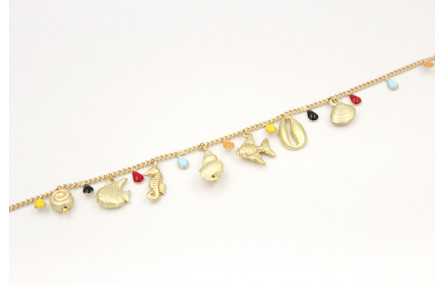 Pulsera cadena lagrimas esmaltadas colorines con c