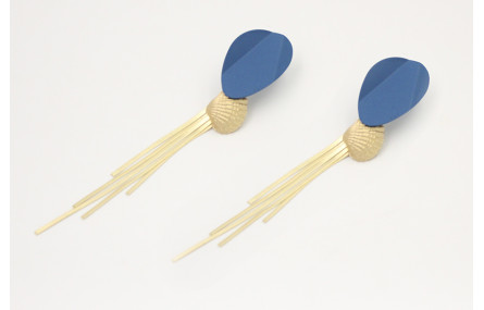 Pendientes Perno doblado azul con colgante de alme