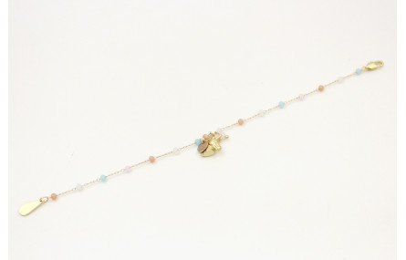 Pulsera cadena facetadas opal rosa,marrón,azul,bla