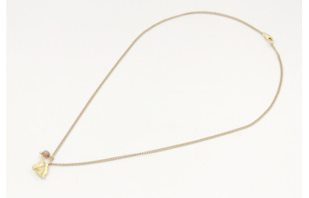 Solitario cadena eslabones planos dorado y beige c