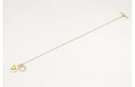 Pulsera cadena dorada con microperla y colgante di