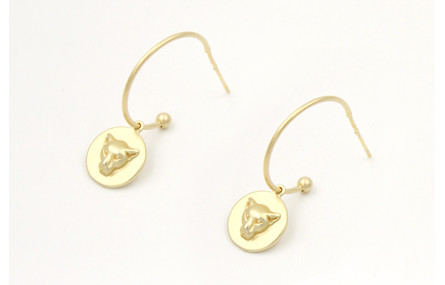 Pendientes aro con bolita en oro mate y colgante d