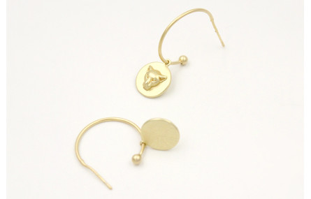 Pendientes aro con bolita en oro mate y colgante d