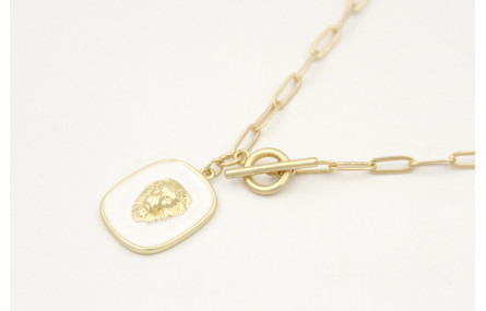 Collar cadena eslabón oavaldos oro mate con colgan