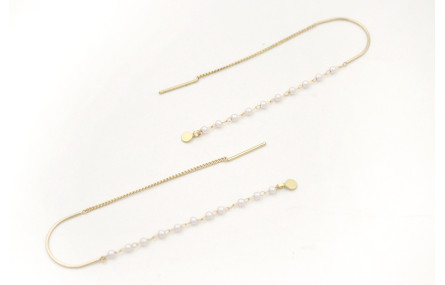 Pendientes curva con cordón cadena oro mate y cade